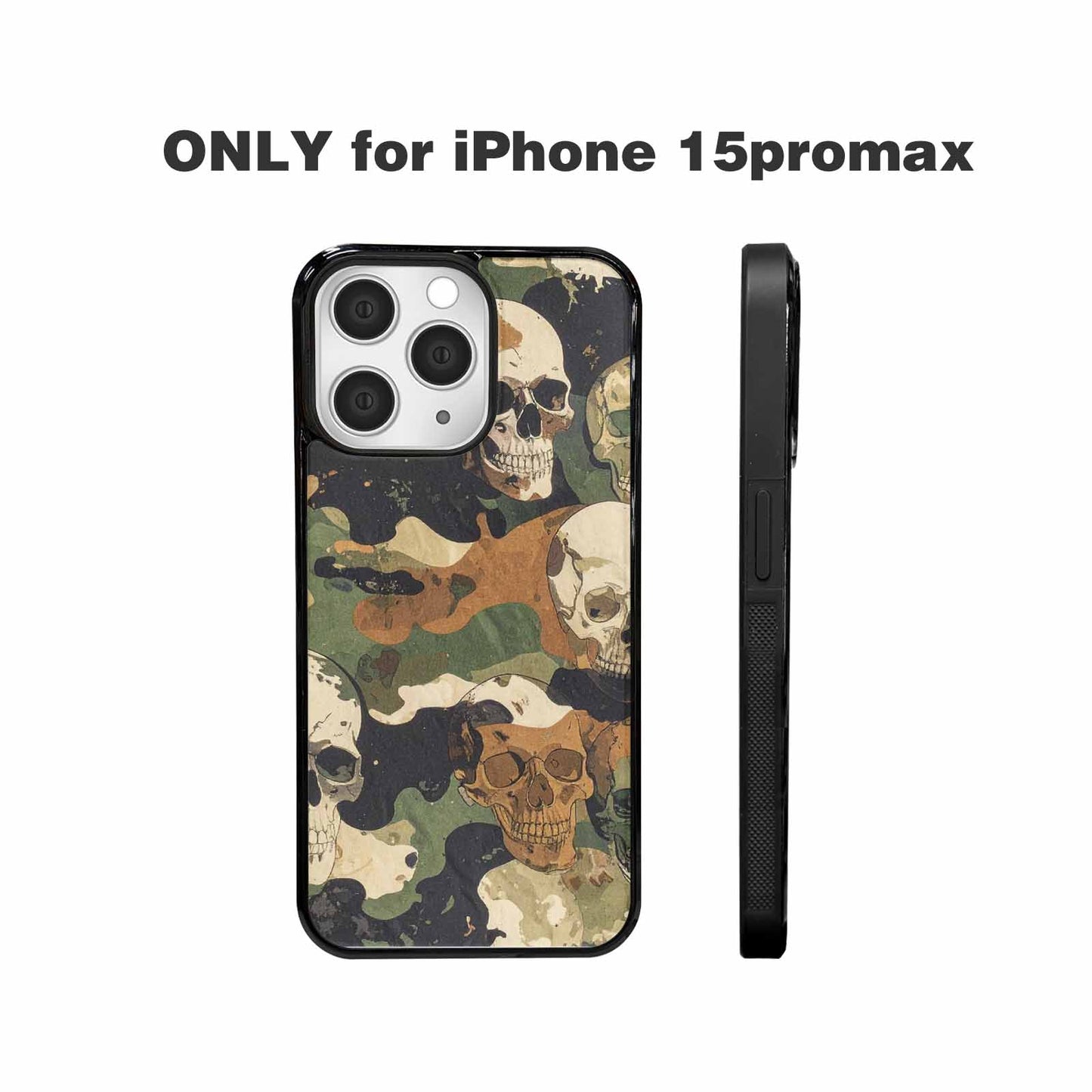 iPhone 15 Pro Max Case — Military Camo Texture Combined With Distressed, Custom Print Case Cover