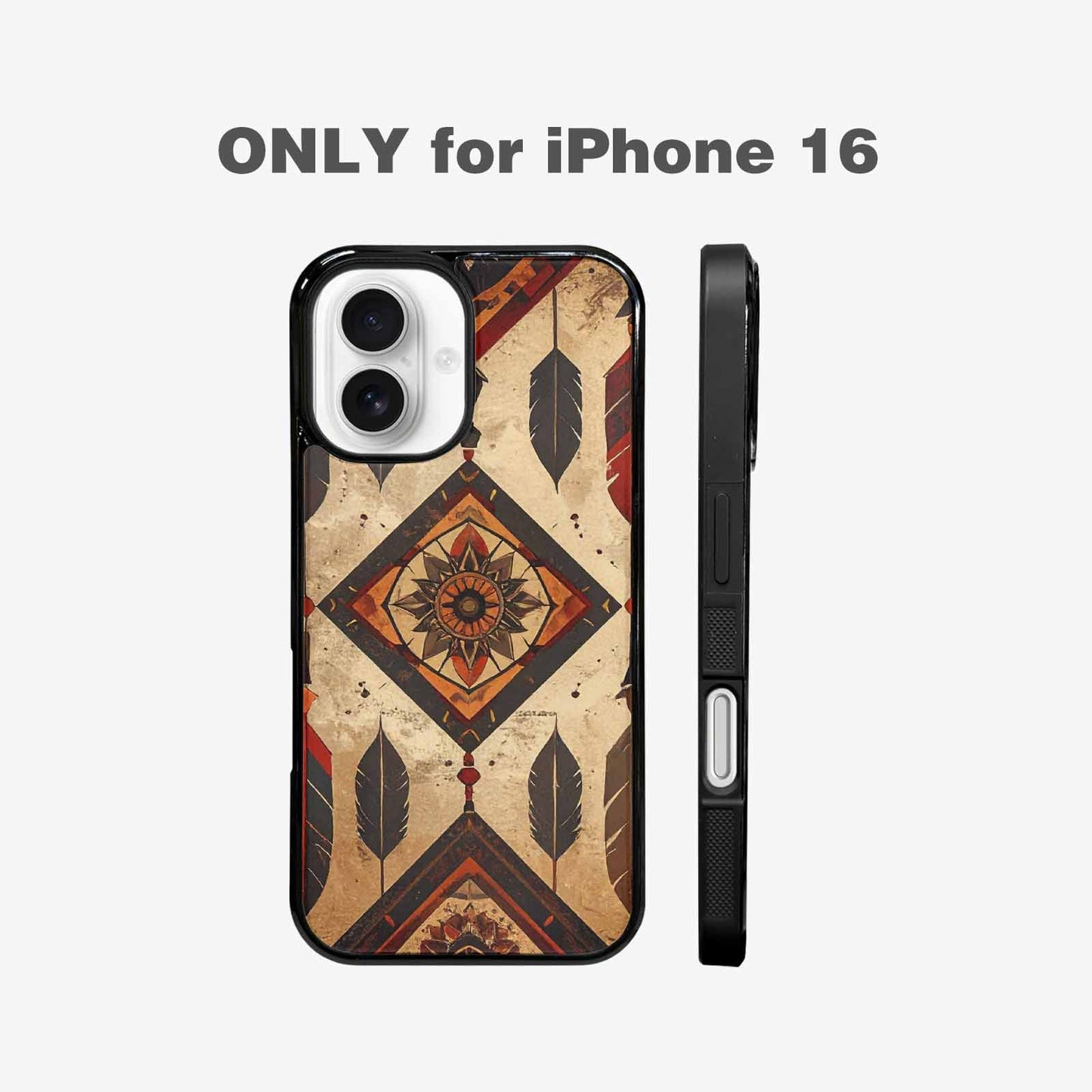 iPhone 16 Case — Native American Geometric Pattern Arrows Feathers, Custom Print Case Cover