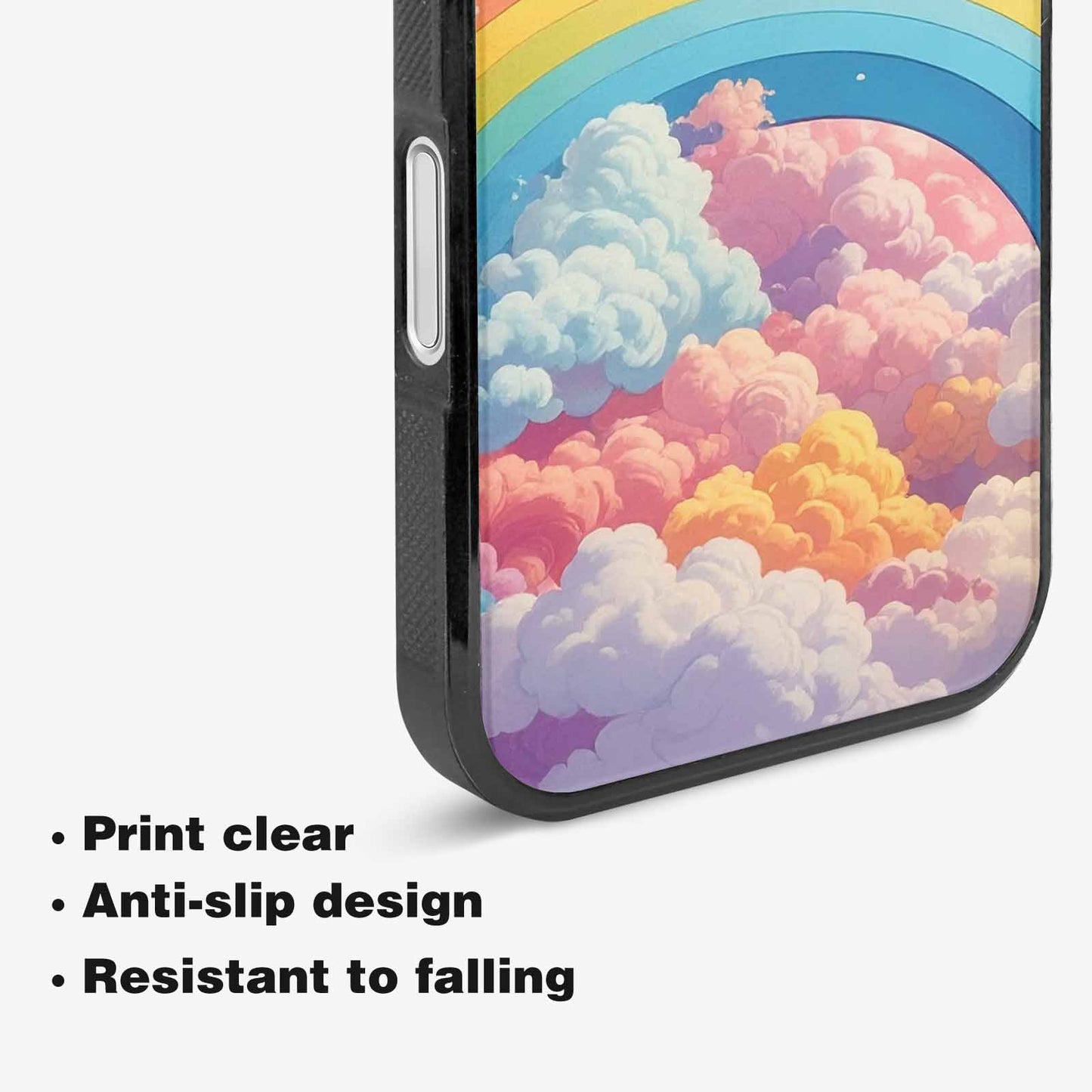 iPhone 16 Plus Case — Cloud And Rainbow Burst Pattern Hundreds, Custom Print Case Cover