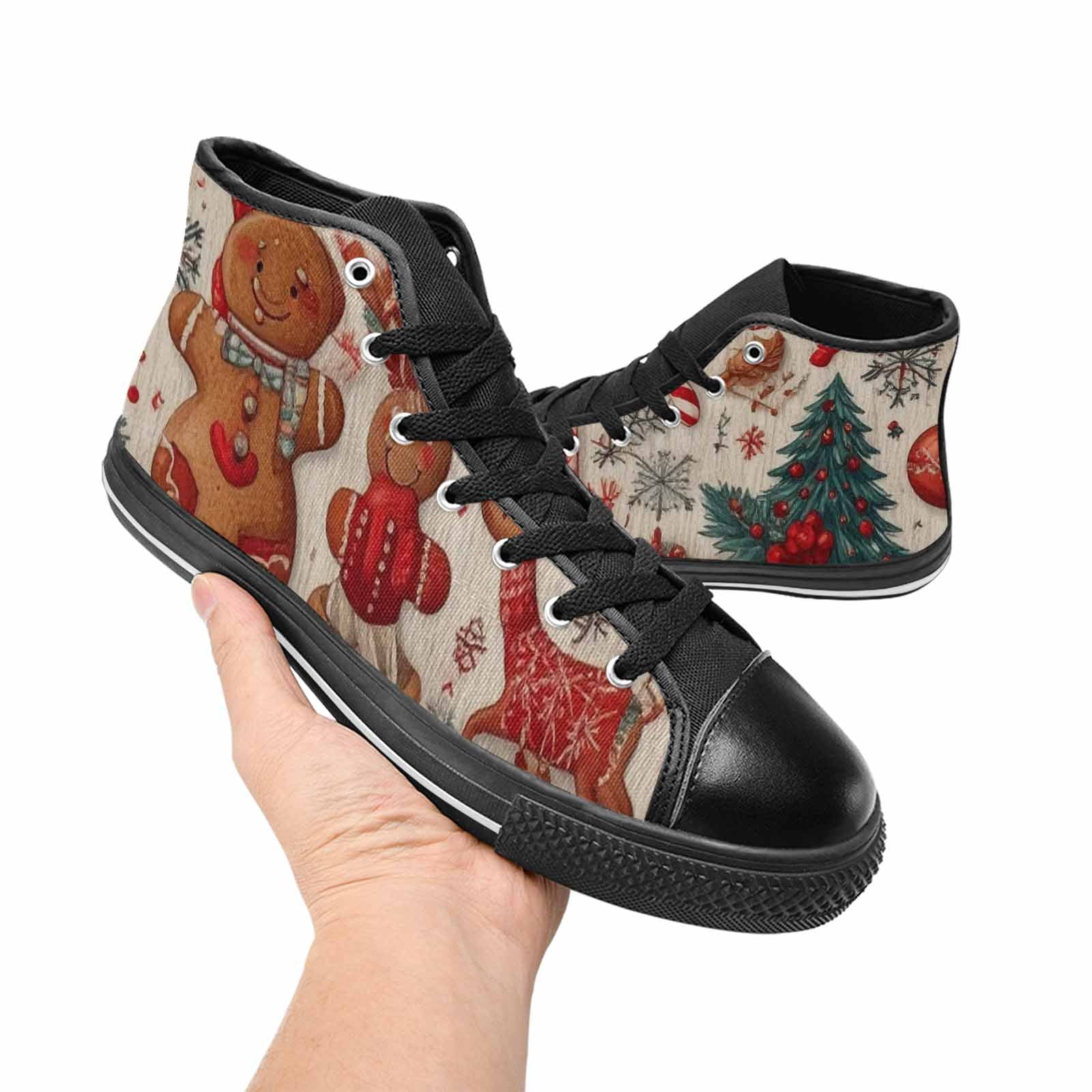 MEN'S Christmas Holly Snowflake High Top Canvas Dreamcore Custom Shoes