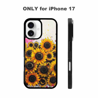 iPhone 17 Case — Sunflower Burst Black &amp; Floral, Unique Phone Case Design