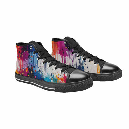 MEN'S Paint Splatter High Top Canvas Cottagecore Custom Sneakers