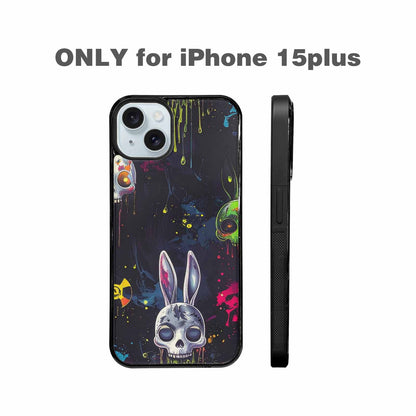 iPhone 15 Plus Case — Radioactive Ghost Bunny Skull Small Radioactive, Custom Art Phone Cover
