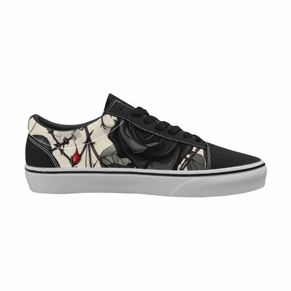 WOMEN'S Black Gothic Rose Canvas Lace-Up Aesthetic Custom Shoes