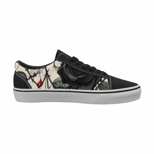 WOMEN'S Black Gothic Rose Canvas Lace-Up Aesthetic Custom Shoes