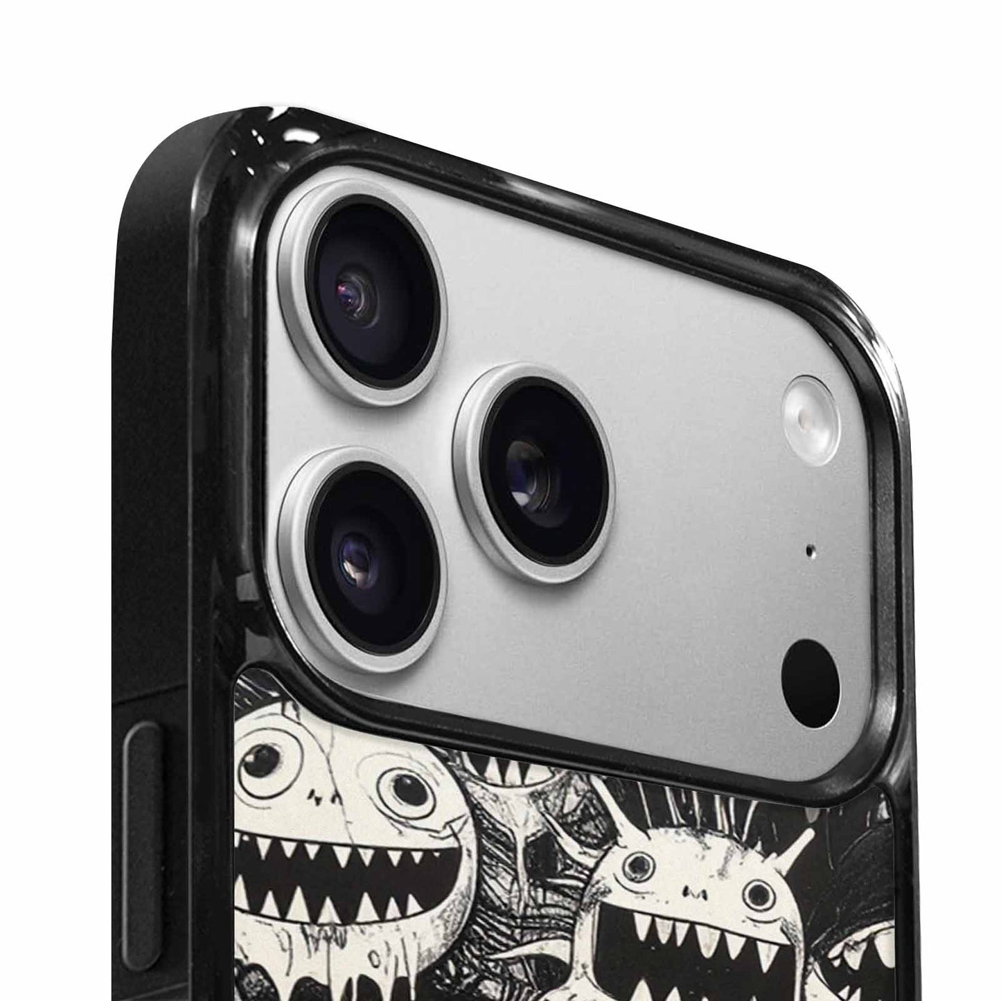 iPhone 17 Pro Case — Black Ink Linework Creature Pattern Original, Custom Print Case Cover