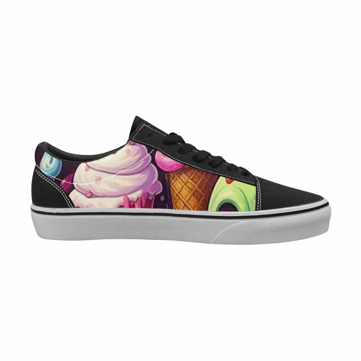 WOMEN'S Ice Cream Monsters  Lace-Up Canvas Melting Art Custom Sneakers