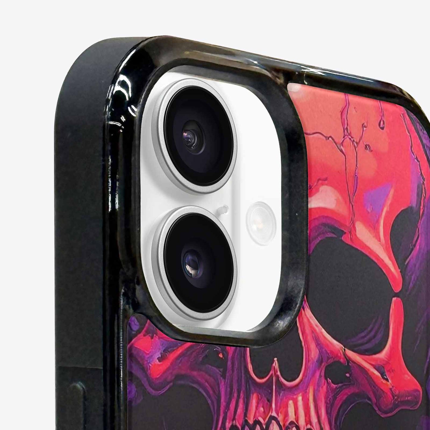 iPhone 16 Plus Case — Red Purple Skeletons Neon Drip Melting, Custom Printed Phone Case