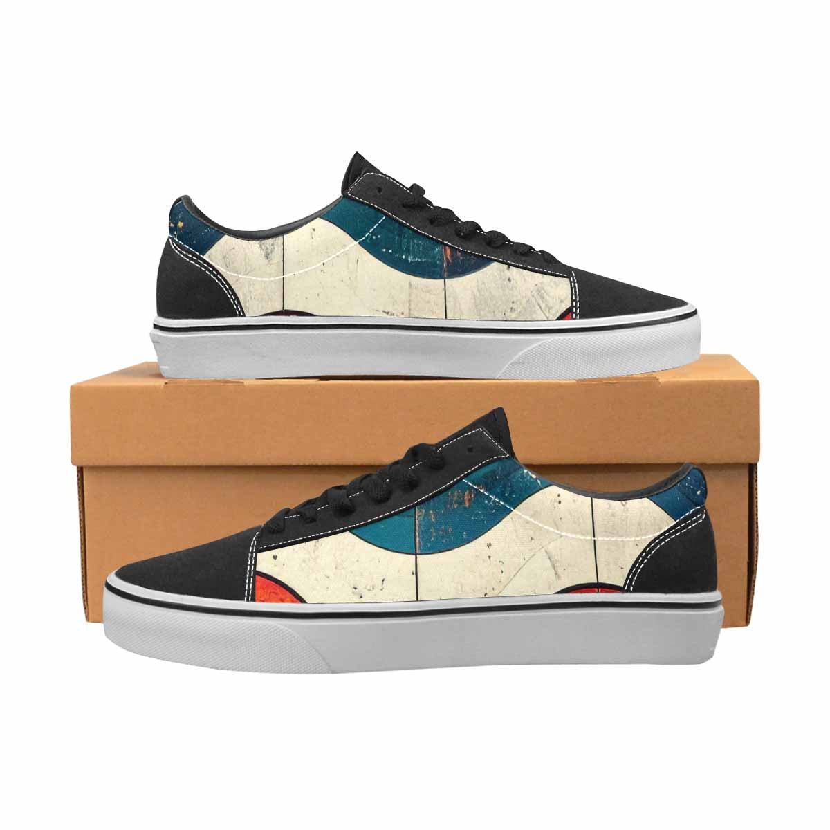 WOMEN'S Retro Wave Scallop Stripe Lace-Up Canvas Neon Fantasy Custom Shoes