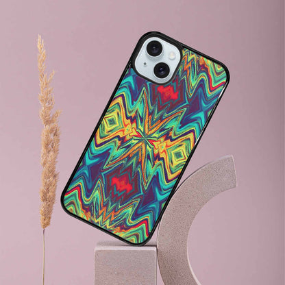 iPhone 15 Plus Case — Holographic Tribal Blaze, Custom Phone Case