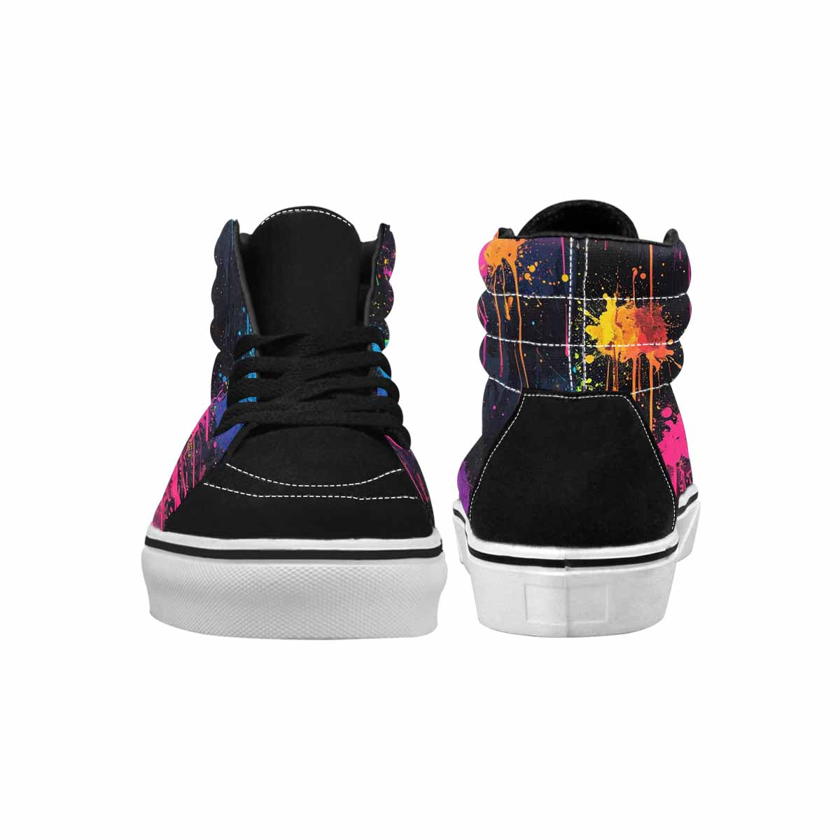 WOMEN'S Paint Splatter High Top Canvas Vibrant Chaos Sneakers