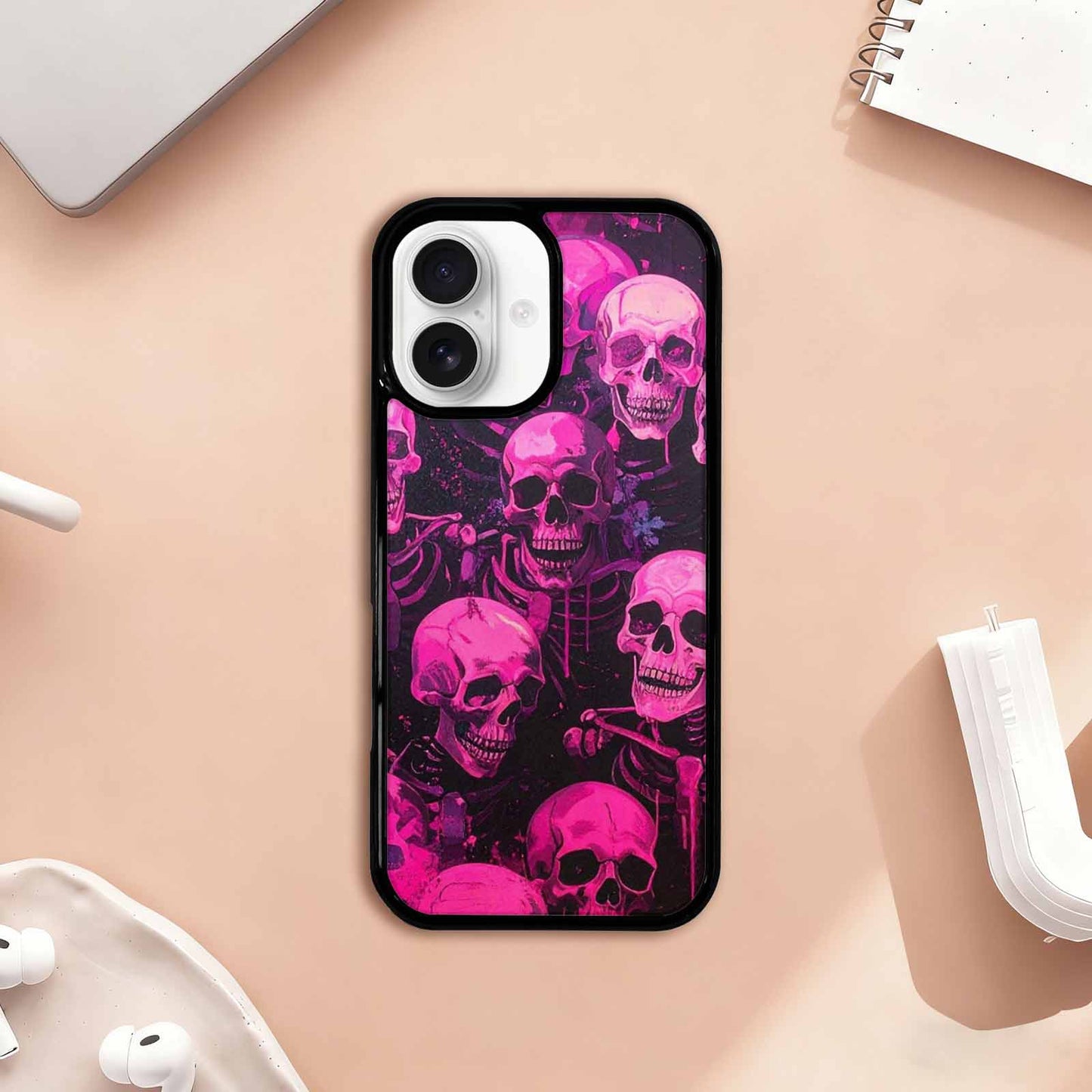 iPhone 17 Case — Skeletons Neon Pink Glowskelet Original Art, Original Design Phone Case