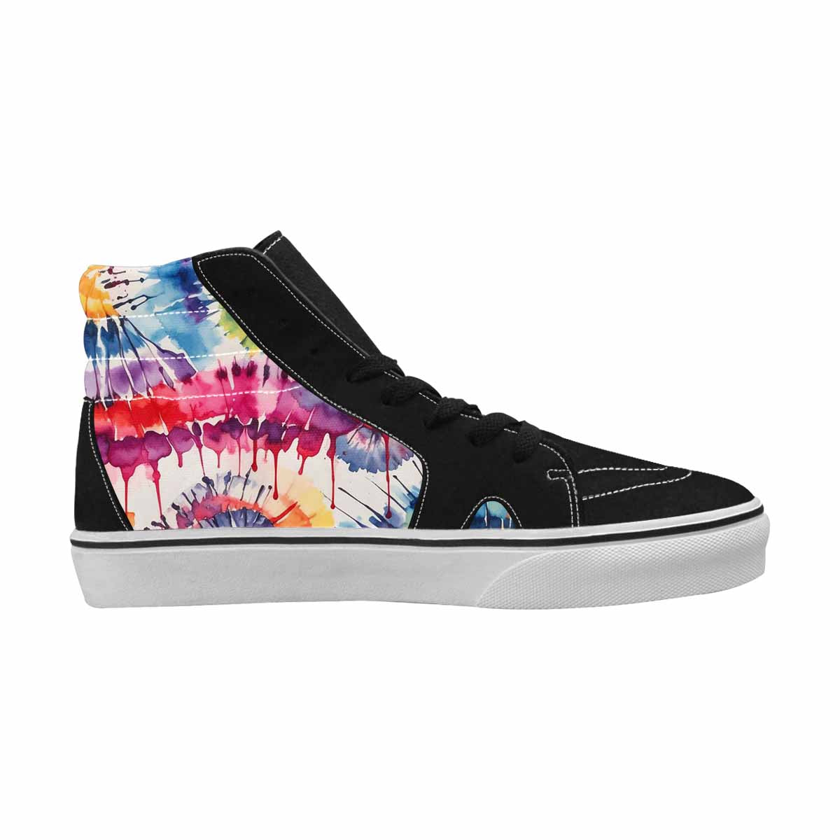 WOMEN'S Tie Dye Black & Red Ink High Top Canvas Boutique Vivid Limited Edition Sneakers