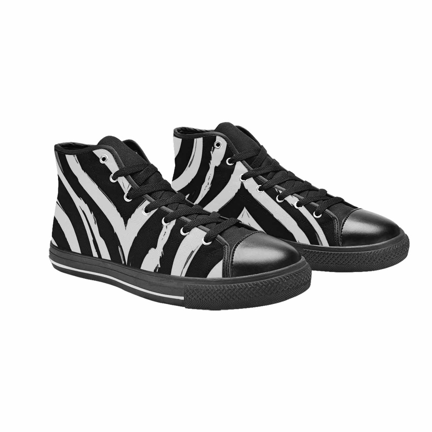 MEN'S Classic Zebra Print High Top Canvas Vibrant Chaos Sneakers