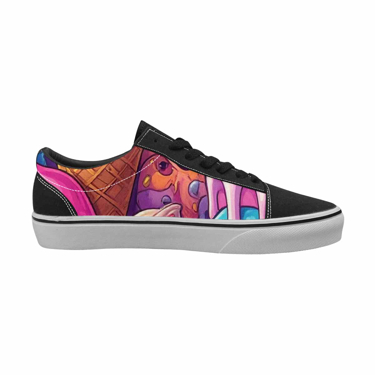 WOMEN'S Ice Cream Monsters  Lace-Up Canvas Wallpaper Art Custom Sneakers