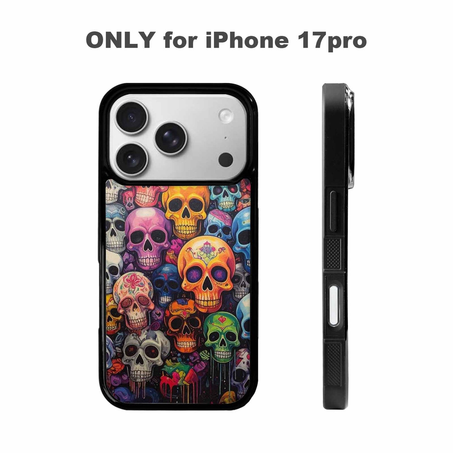 iPhone 17 Pro Case — Skulls General Skulls Pattern Hundreds Gothic, Custom Printed Phone Case