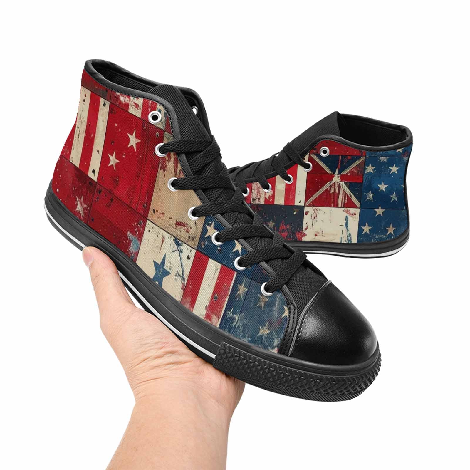 MEN'S American Flag Stars High Top Canvas Surreal Shoes