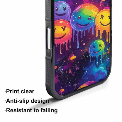 iPhone 17 Pro Max Case — Melting Rainbow Smiley Faces Original Art, Custom Made Phone Cover