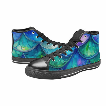 MEN'S Mermaid Scale High Top Canvas Vivid Custom Shoes