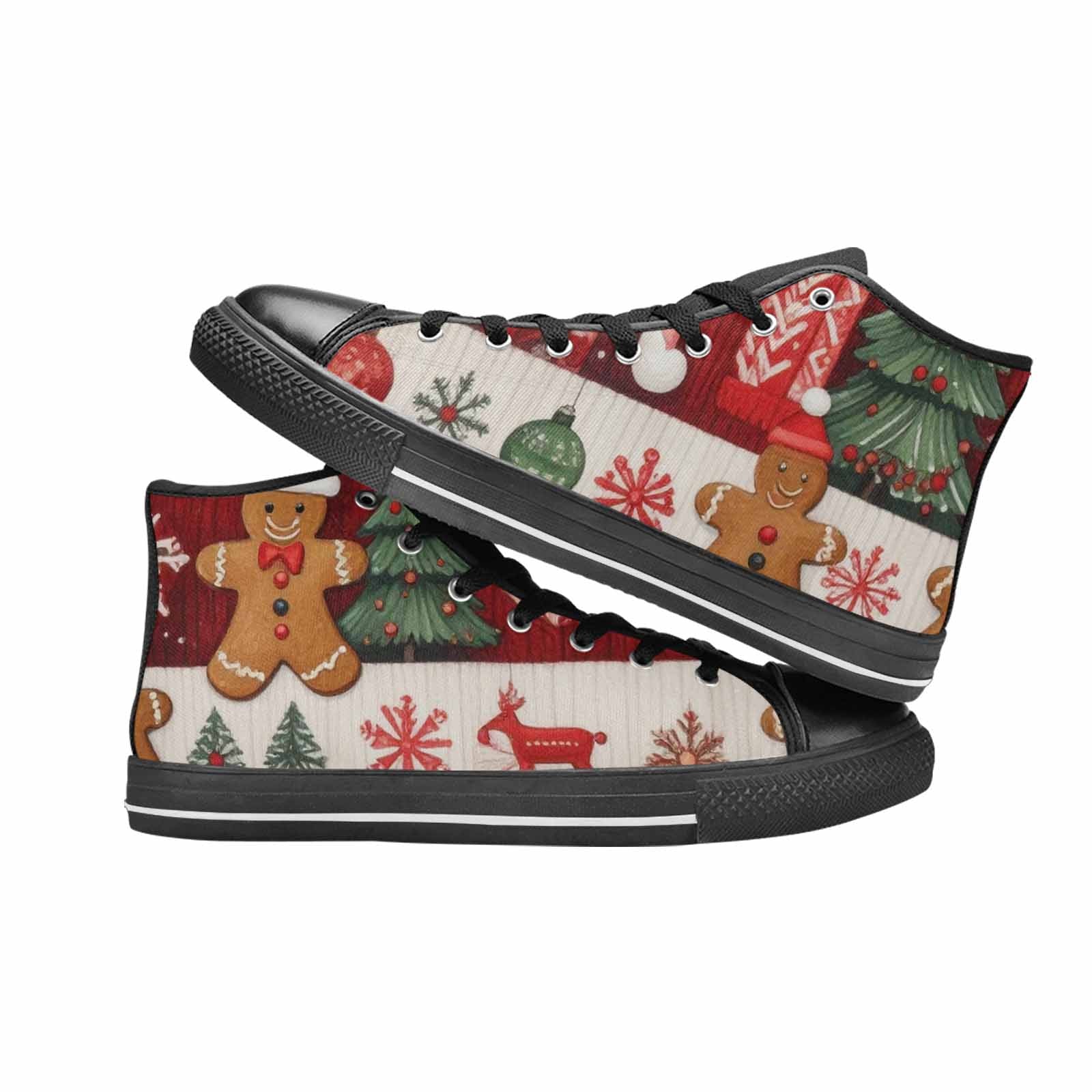 MEN'S Christmas Holly Snowflake High Top Canvas Cottagecore Custom Shoes