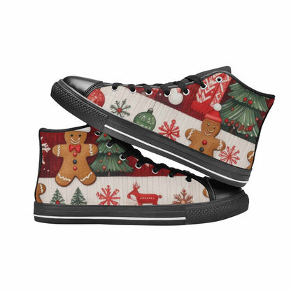 MEN'S Christmas Holly Snowflake High Top Canvas Cottagecore Custom Shoes