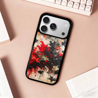 iPhone 17 Pro Case — Black Red Ink Camo Patches Camo, Custom Print Case Cover