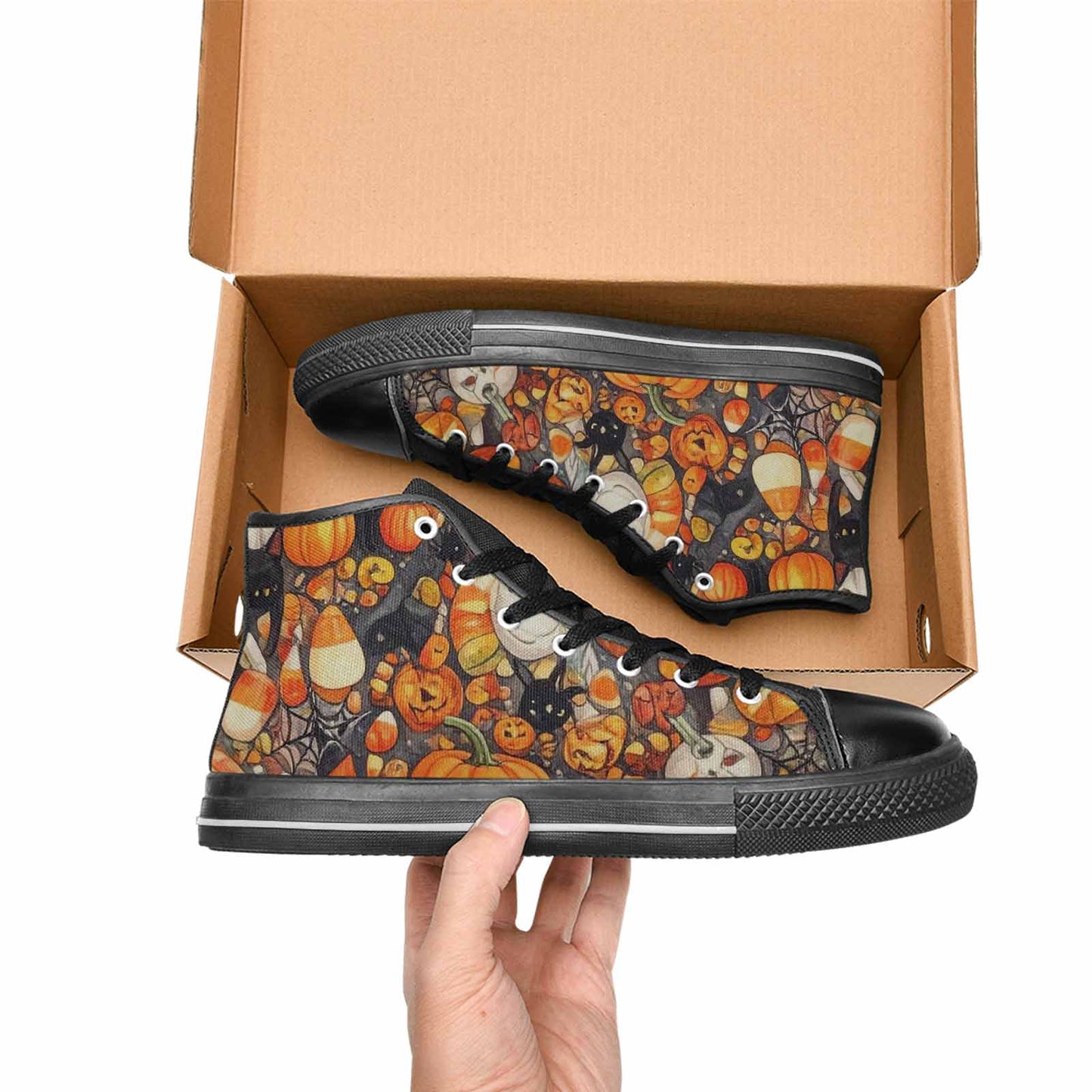 MEN'S Halloween High Top Canvas Wallpaper Art Custom Sneakers