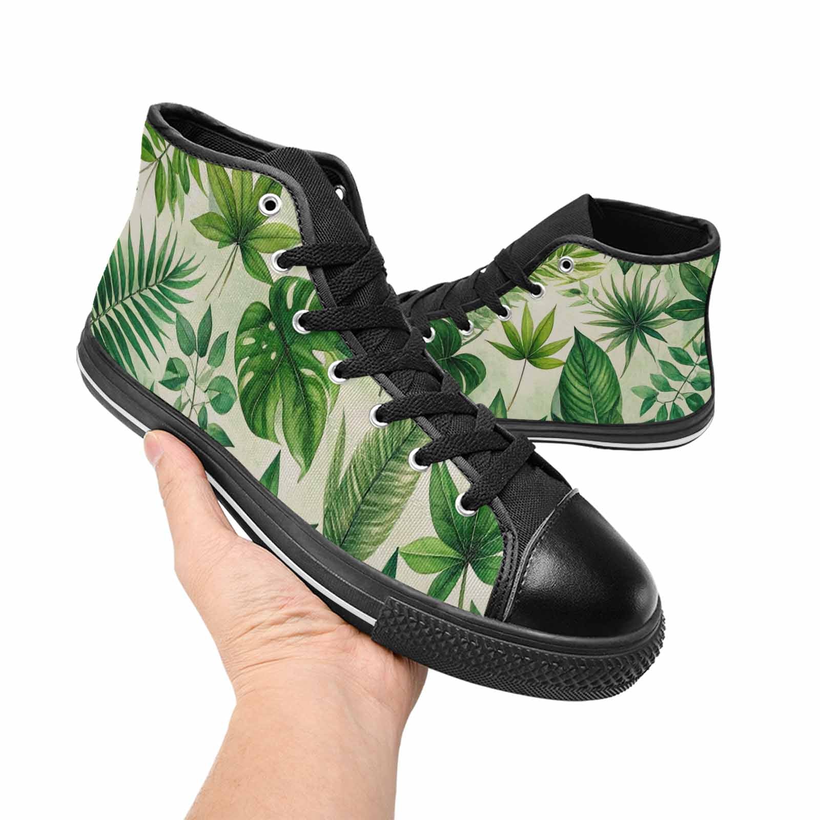 MEN'S Seven-Point Palmate Leaf High Top Canvas Vibrant Chaos Sneakers