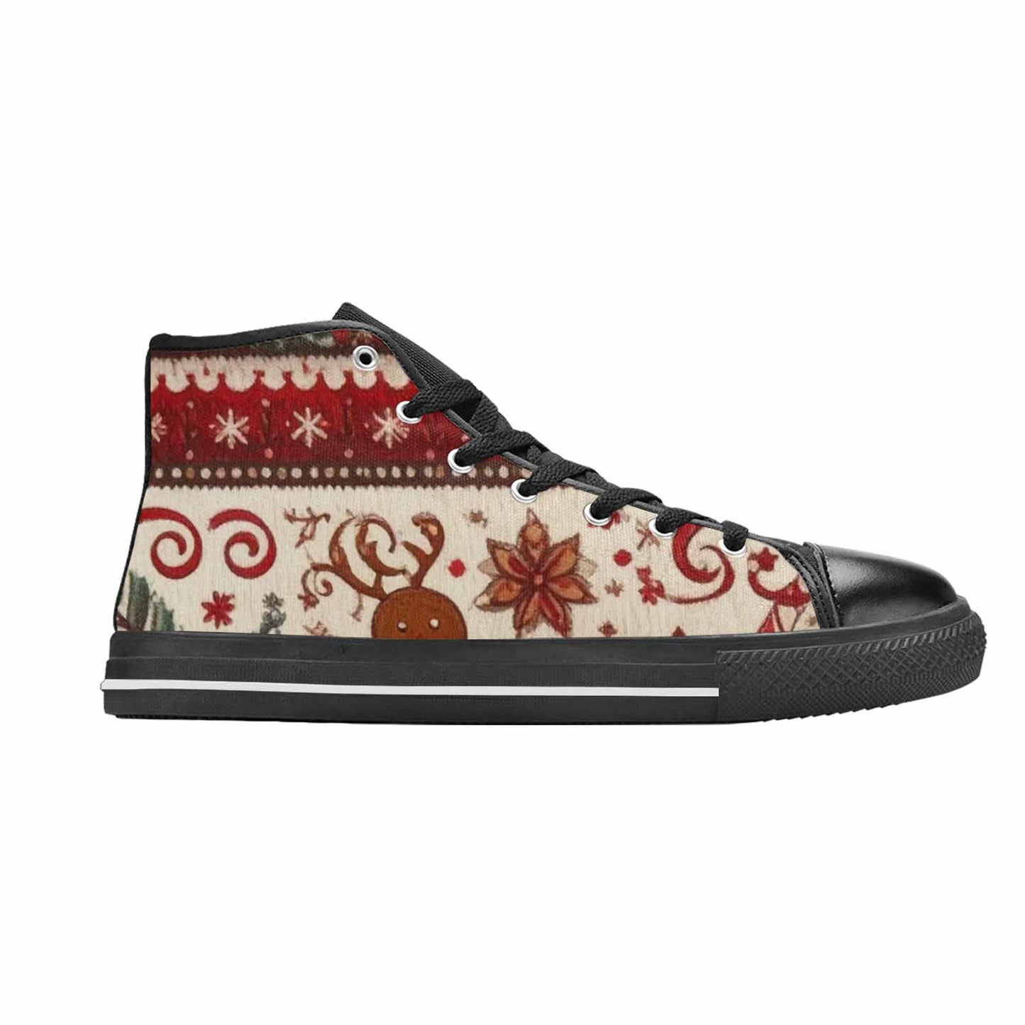 MEN'S Christmas Holly Snowflake High Top Canvas Cottagecore Shoes