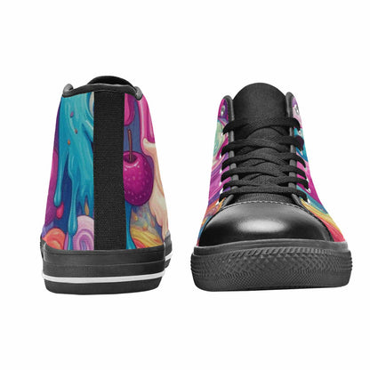 MEN'S Melting Icecream Monster Cherry High Top Canvas Dark Academia Custom Shoes