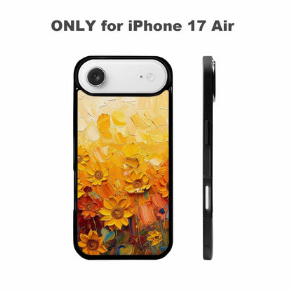 iPhone 17 Air Case — Impressionist Sunflower Brushstroke Pattern Hundreds Floral, Personalized Phone Case