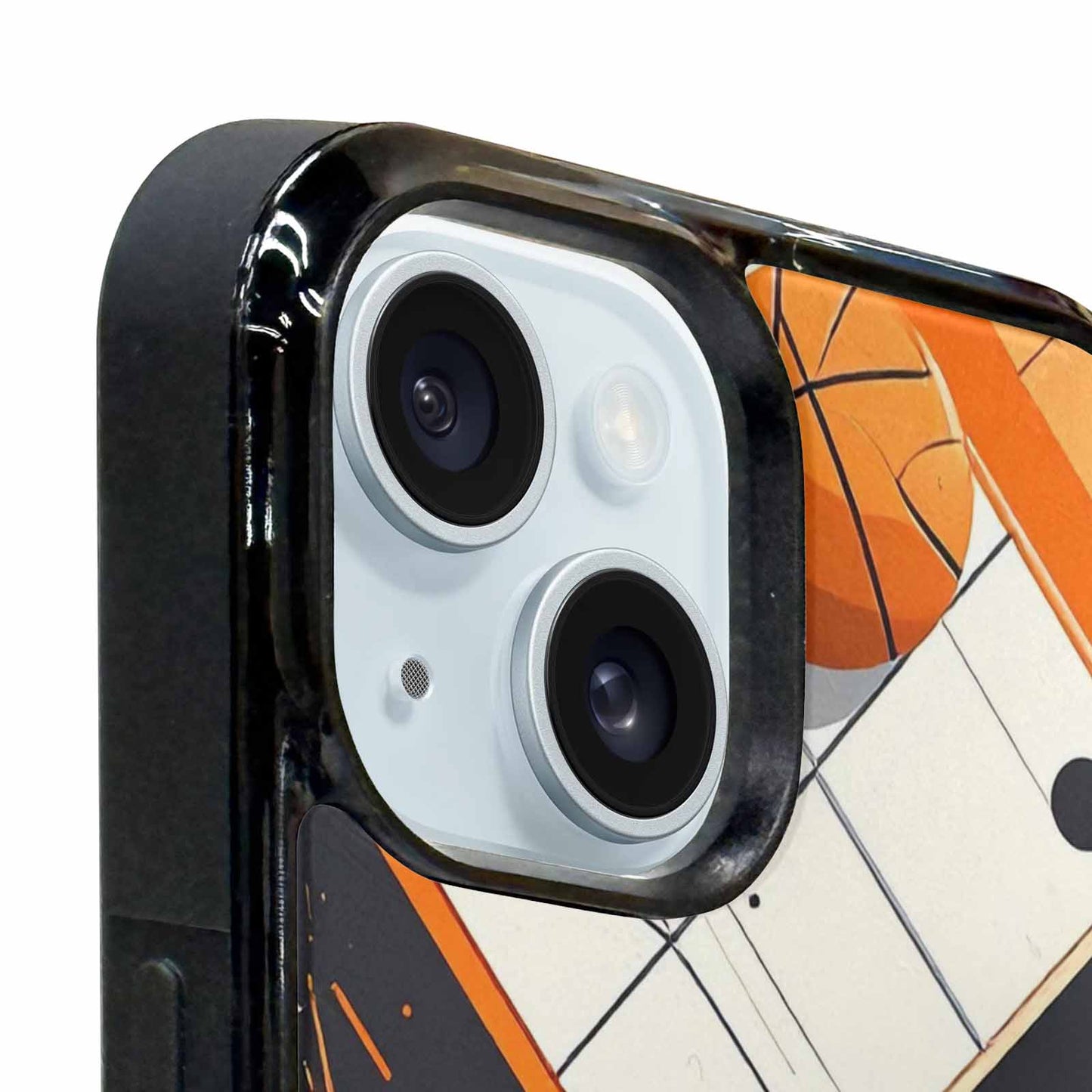 iPhone 15 Plus Case — Basketball Pattern Court Lines And Balls, Unique Phone Case Design