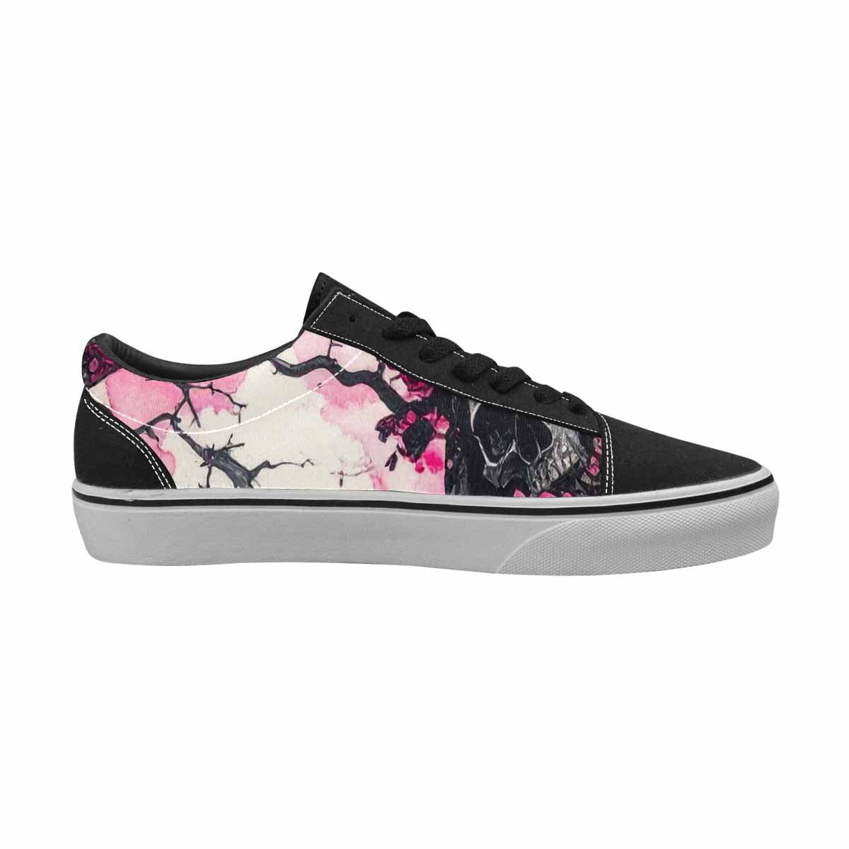 WOMEN'S Skull Roses Lace-Up Canvas Vibrant Chaos Custom Sneakers