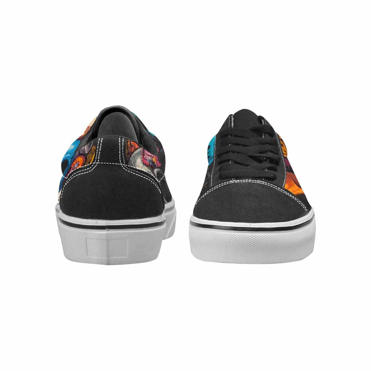 WOMEN'S Skulls (general) Skulls Lace-Up Canvas Wallpaper Art Sneakers