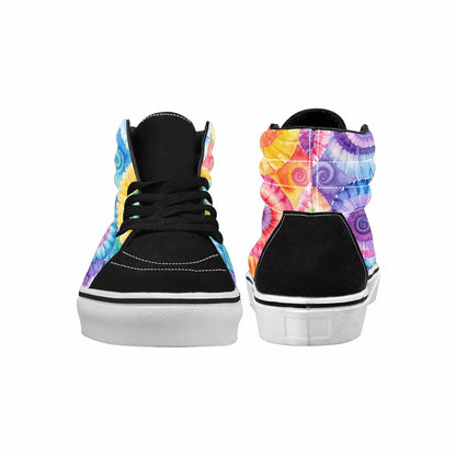 WOMEN'S Tie Dye Swirl High Top Canvas Vibrant Chaos Custom Shoes