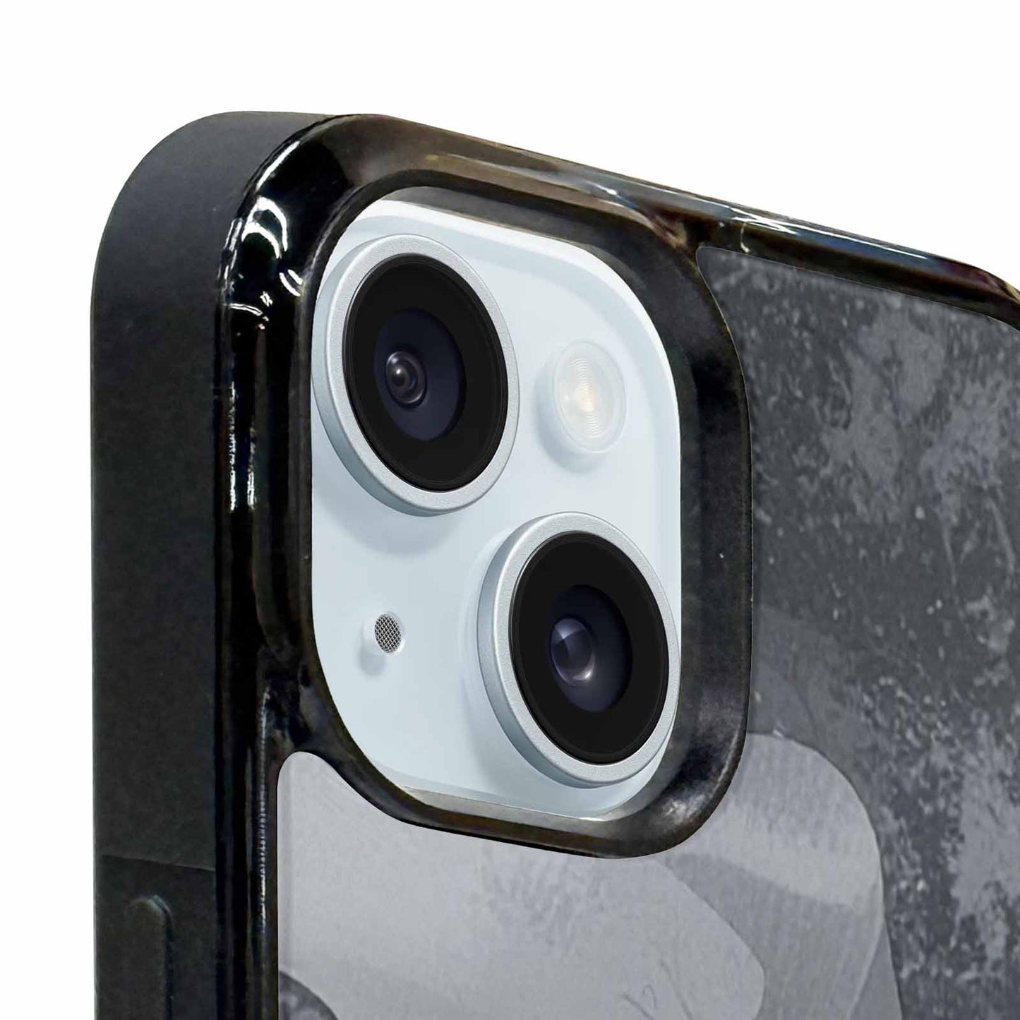 iPhone 15 Plus Case — Grey Camo Print, Custom Phone Case