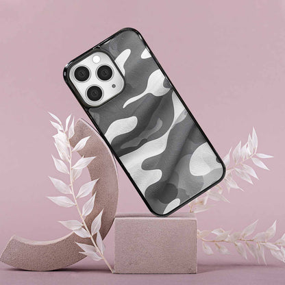 iPhone 15 Pro Max Case — Grey Camo Print, Custom Print Case Cover