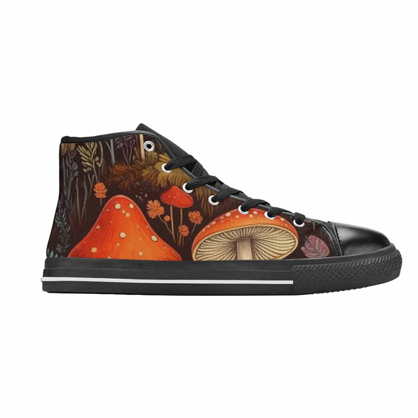 WOMEN'S Mushroom High Top Canvas Dark Academia Custom Sneakers