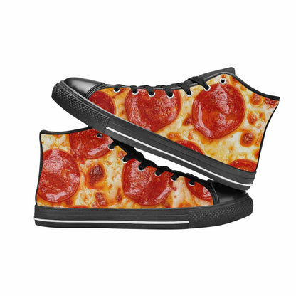 MEN'S Pepperoni Pizza Print High Top Canvas Dark Academia Custom Shoes