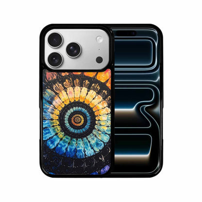 iPhone 17 Pro Case — Tie Dye Swirls Black Blue Tie, Original Design Phone Case