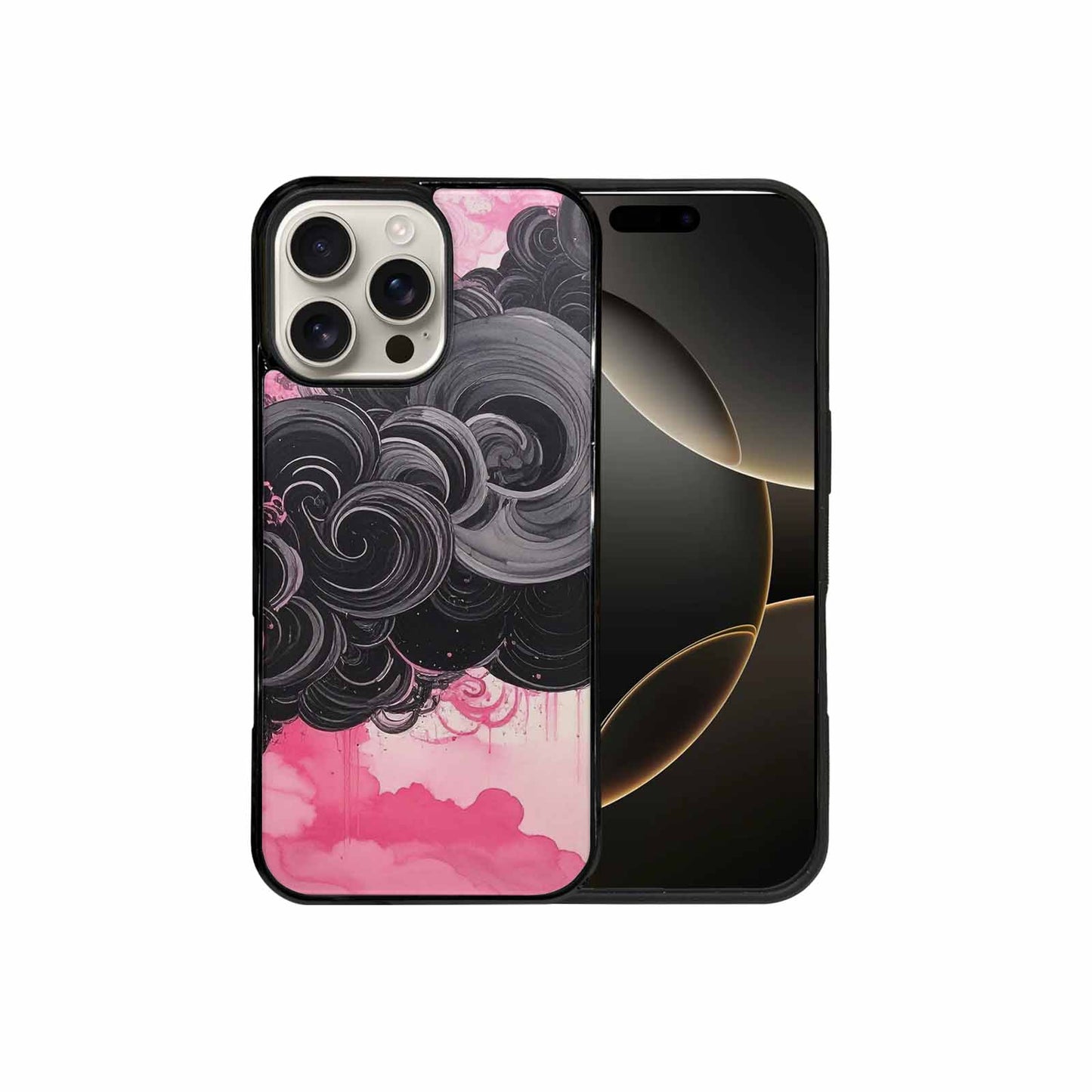 iPhone 16 Pro Max Case — Van Gogh Swirl Black Pink Ink, Custom Print Case Cover