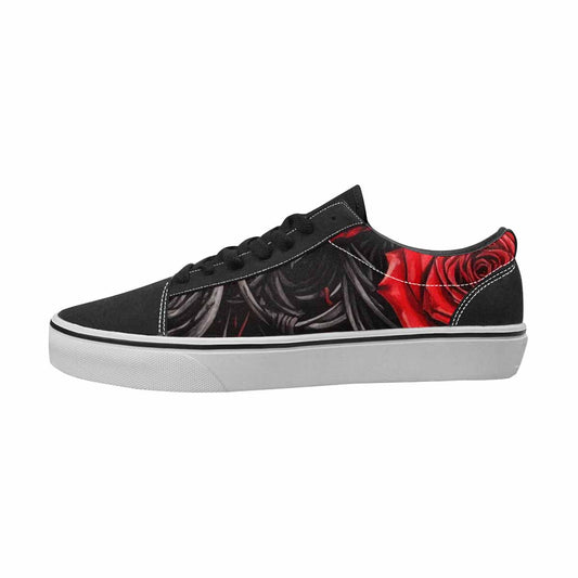 WOMEN'S Barbed Wire Black & Red Ink Canvas Artist-designed Kaleidoscope Handmade Custom Shoes