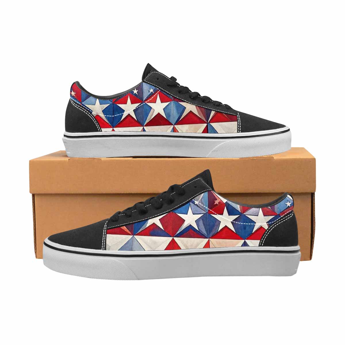 WOMEN'S American Flag Stars Canvas Lace-Up Vivid Custom Shoes