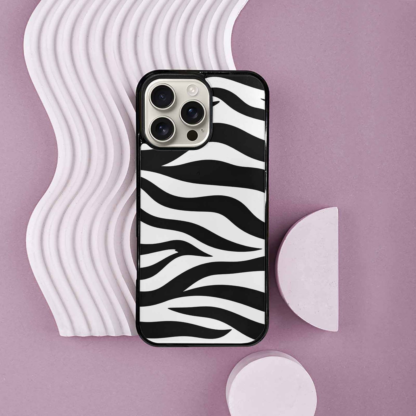 iPhone 16 Pro Max Case — Zebra Print Black White, Unique Phone Case Design