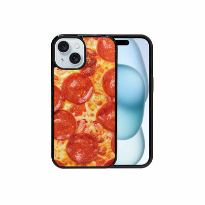 iPhone 15 Case — Pepperoni Pizza Background Art Filling Entire, Personalized Phone Case