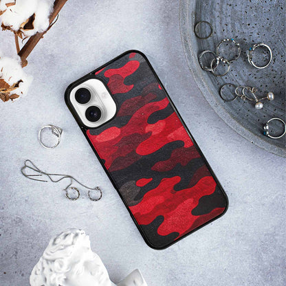 iPhone 16 Plus Case — Tactical Camo Red Black Custom, Custom Made Phone Cover