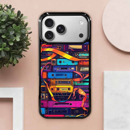 iPhone 17 Pro Max Case — Retro Cassette Tape Pattern Retro Vintage, Custom Print Case Cover