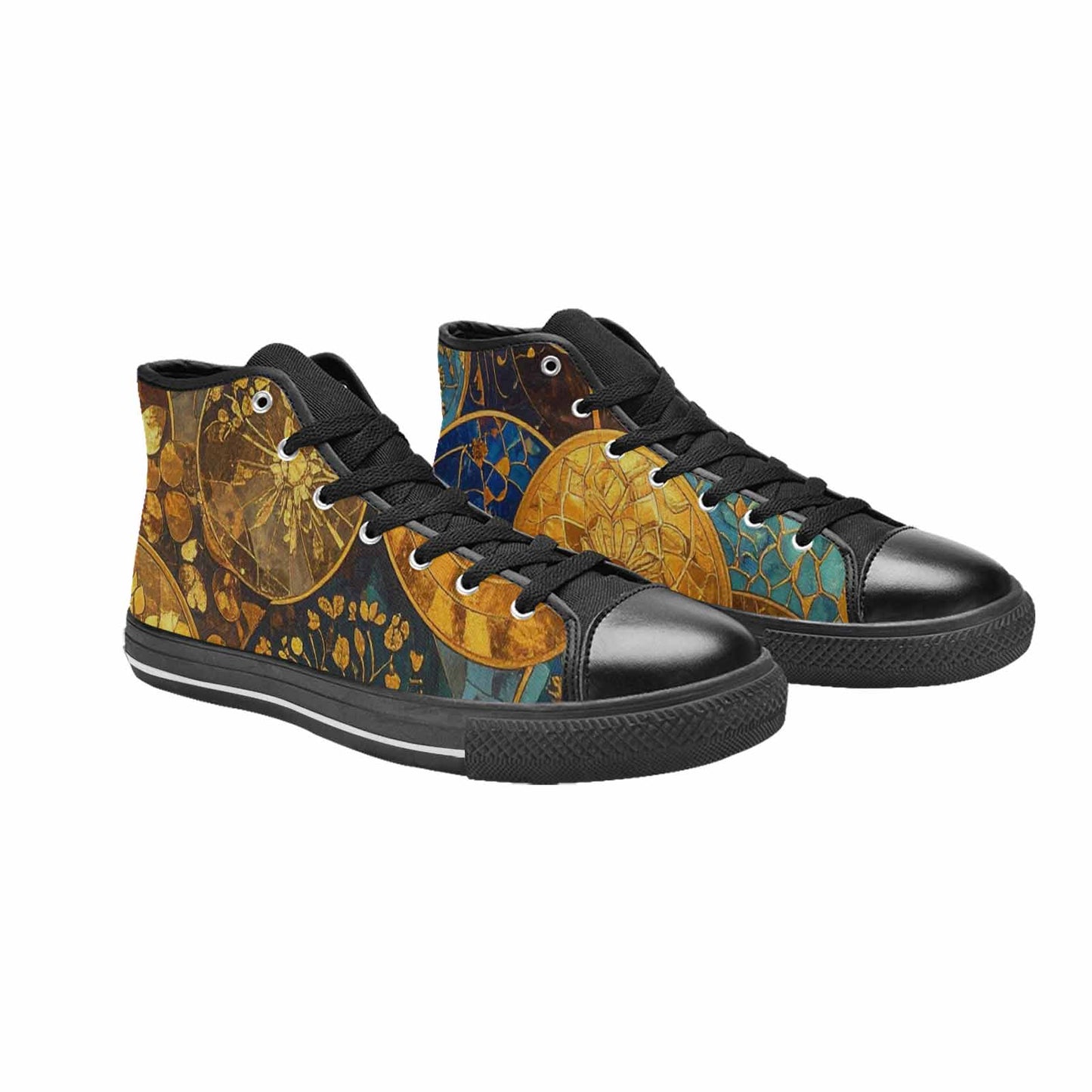 MEN'S Klimt-Style Gold Leaf High Top Canvas Dark Academia Custom Sneakers
