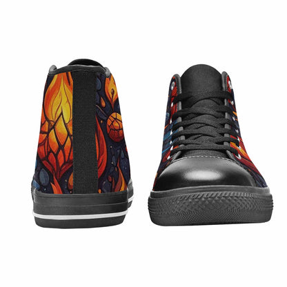 WOMEN'S Fire Flame High Top Canvas Grunge Shoes