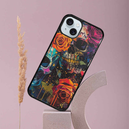 iPhone 15 Plus Case — Skulls Roses Acid Wash Custom, Custom Designed Case Cover